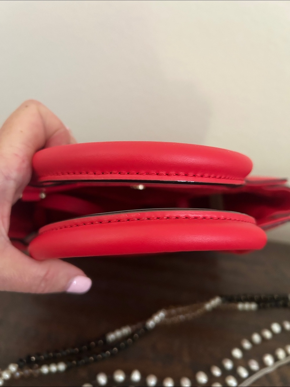 kate spade Red Leather Satchel with Woven Diamond Detail - Picture 3 of 6